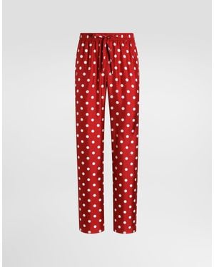Dolce & Gabbana Polka Dot-Print Vanity Silk Twill Trousers - Red