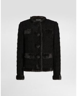 Dolce & Gabbana Single-Breasted Tweed Jacket - Black
