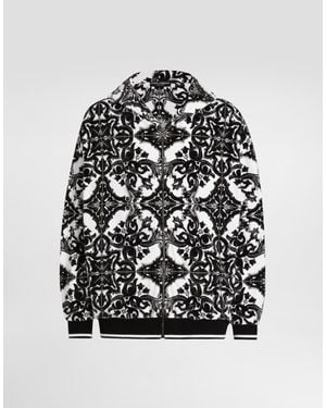 Dolce & Gabbana マヨリカプリント ジャカード シェニール フーディ - ブラック
