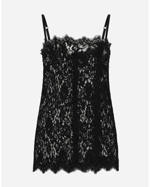 Dolce & Gabbana Sleeveless Lace Zip-Back Top - Black