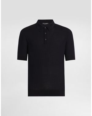 Dolce & Gabbana Fine-Gauge Wool Polo Shirt - Black