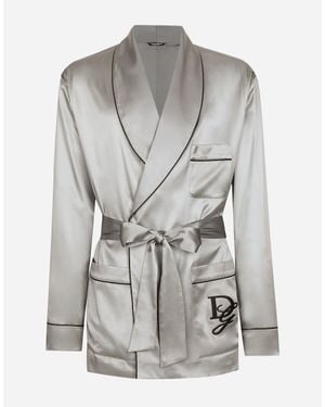 Dolce & Gabbana Silk Satin Robe - Grey