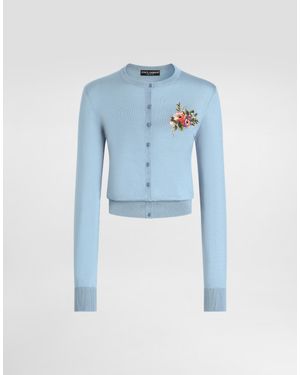 Dolce & Gabbana Silk Cardigan With Buttons - Blue