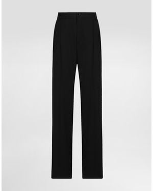 Dolce & Gabbana Flared Woollen Trousers - Black