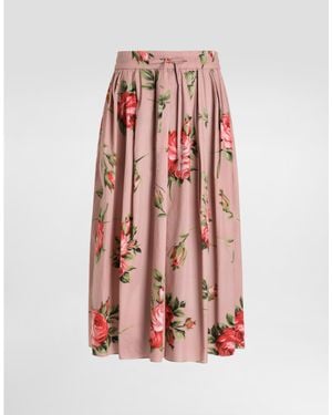 Dolce & Gabbana Rose Bouquet-Print Midi Skirt - Multicolour