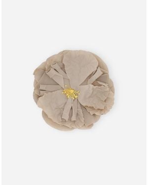 Dolce & Gabbana Brosche Mit Blume Aus Popeline - Weiß