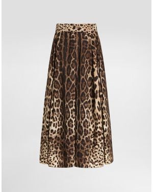 Dolce & Gabbana Rock Aus Popeline Mit Leo - Natur