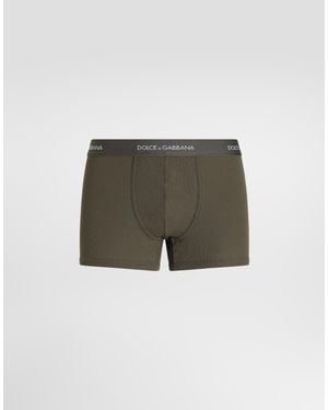 Dolce & Gabbana Ribbed Cotton Boxer Shorts - Green