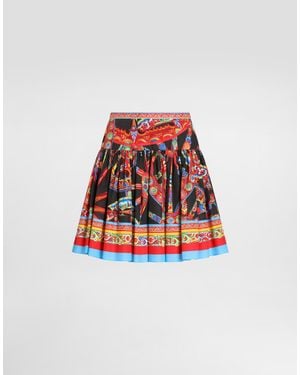 Dolce & Gabbana Carretto-Print Poplin Miniskirt - Red
