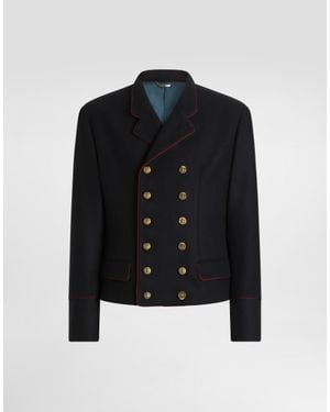 Dolce & Gabbana Double-Breasted Wool Frock Coat - Black