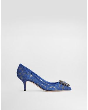 Dolce & Gabbana Lace Pumps With Brooch Detailing - Azul