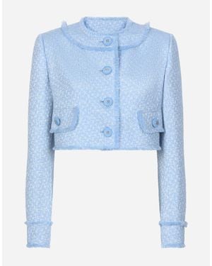 Dolce & Gabbana ラッセルウールツイード ショートジャケット - ブルー