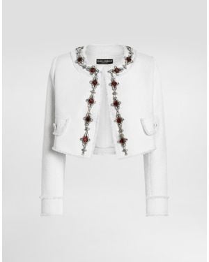 Dolce & Gabbana Tweed Embellished Jacket - White