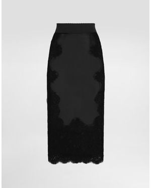 Dolce & Gabbana Satin Midi Skirt - Black