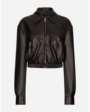 Dolce & Gabbana Lambskin Bomber Jacket - Black