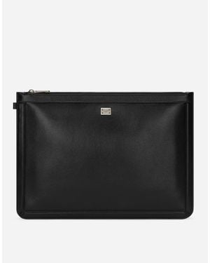 Dolce & Gabbana Große Pouch Bag Aus Kalbsleder - Schwarz