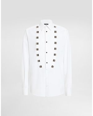 Dolce & Gabbana ジュエル アップリケ コットン タキシードシャツ - ホワイト