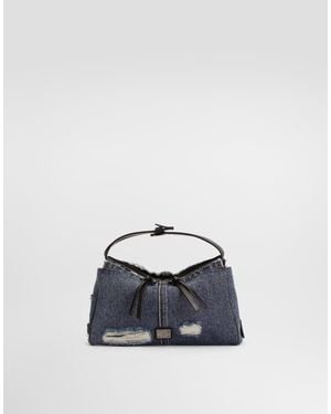 Dolce & Gabbana Vittoria Denim Patchwork Shoulder Bag - Blue