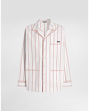 Dolce & Gabbana Striped Poplin Vanity Robe - White