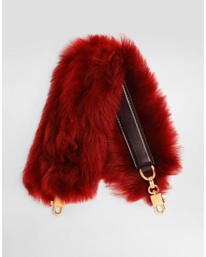 Dolce & Gabbana Shearling And Palmellato Calfskin Bag Shoulder Strap - Red