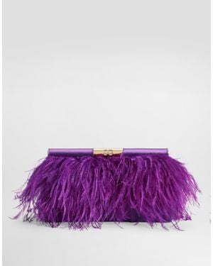 Dolce & Gabbana Marlene Satin And Feather Shoulder Bag - Purple