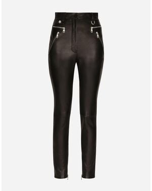 Dolce & Gabbana Faux Leather Jeans With Zipper - Black