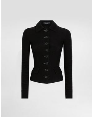 Dolce & Gabbana Single-Breastedwool Cloth Jacket - Black