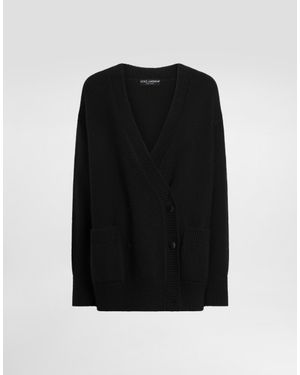 Dolce & Gabbana Cashmere Blend Double-Breasted Cardigan - Black