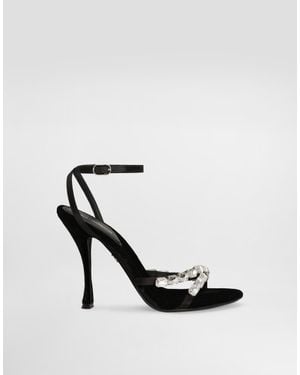 Dolce & Gabbana サンダル サテン ストーンエンブロイダリー - ホワイト