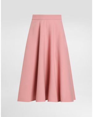 Dolce & Gabbana Woollen Midi Circle Skirt - Pink