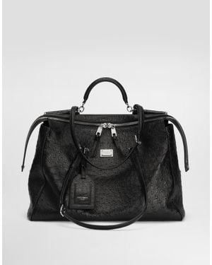 Dolce & Gabbana Handtasche Vittoria Aus Straußenleder - Schwarz