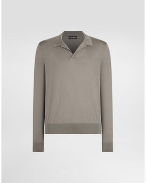 Dolce & Gabbana Silk Polo Shirt - Grey