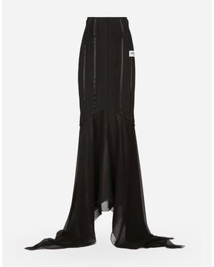 Dolce & Gabbana Silk-Blend Sicily Ruffle Maxi Skirt - Black