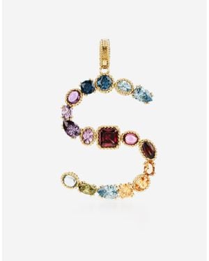 Dolce & Gabbana チャーム「S」 レインボーアルファベット 18金イエローゴールド マルチカラージェム - ホワイト
