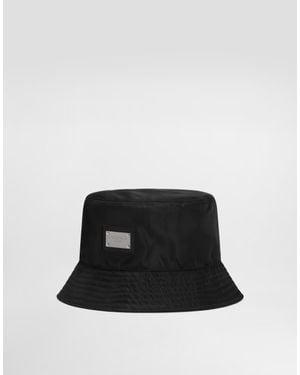 Dolce & Gabbana Nylon Bucket Hat With Branded Plate - ブラック
