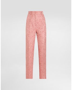 Dolce & Gabbana Tailored Quilted Floral Jacquard Pants - Pink