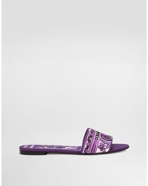 Dolce & Gabbana Embroidered Slides - Purple