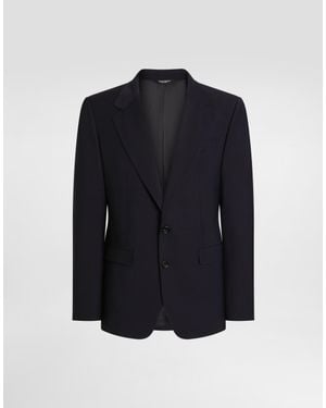 Dolce & Gabbana Single-Breasted Taormina Wool Canvas Jacket - Blue