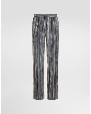 Dolce & Gabbana Stripe-Print Silk Twill Vanity Trousers - Grey