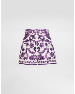 Dolce & Gabbana Majolic-Print Shorts - Purple
