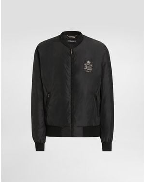 Dolce & Gabbana Nylon Crest Bomber Jacket - Black
