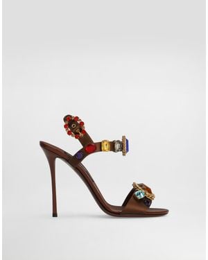 Dolce & Gabbana Satin And Patent Leather Keira 2.0 Sandals With Embellishments - Multicolour