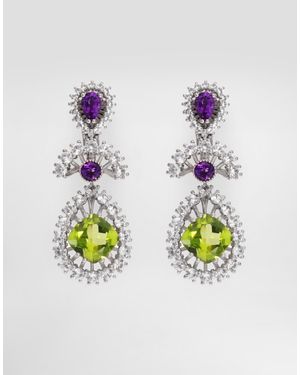 Dolce & Gabbana Eleganza Earrings 18-Carat, Amethysts, Peridots, And Sapphires - White