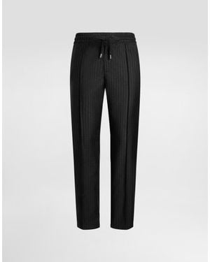 Dolce & Gabbana ストライプ ドローストリングパンツ - ブラック