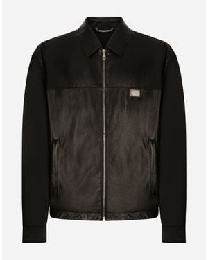 Dolce & Gabbana Jacke Aus Leder Und Textil - Schwarz