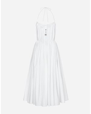 Dolce & Gabbana Midi Cotton Dress With Circle Skirt - White