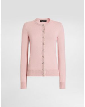 Dolce & Gabbana Cashmere Cardigan With Jewel Buttons - Pink