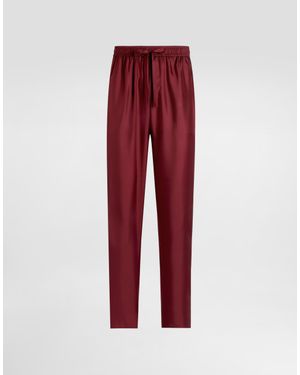 Dolce & Gabbana Silk Pyjama Trousers With Logo Embroidery - Red