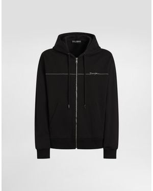Dolce & Gabbana Cotton Hooded Sweatshirt - Black