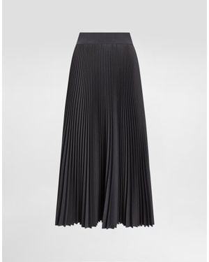 Dolce & Gabbana Pleated Woollen Calf-Length Circle Skirt - Blue